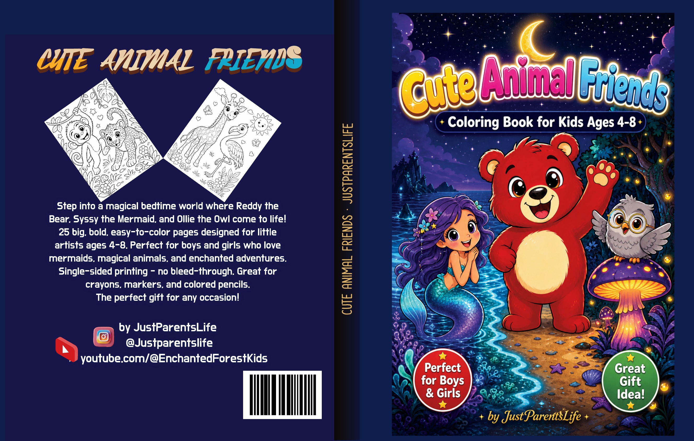 Cute Animal Friends Coloring Book — front cover